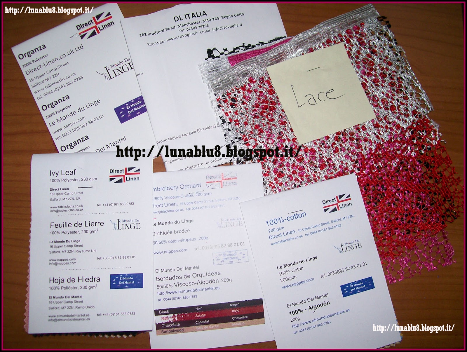 In My Opinion! Campioni tessuti Linens Direct Ltd (da www.tovaglie.it)