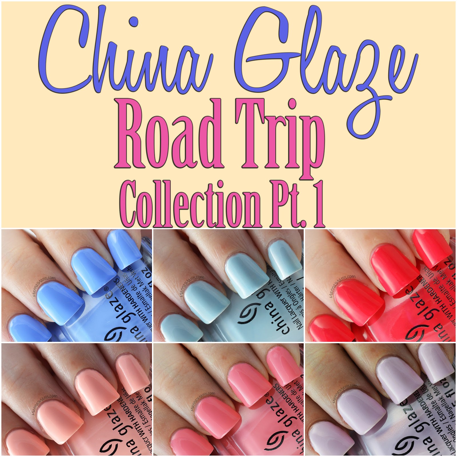 China Glaze Road Trip Collection swatches