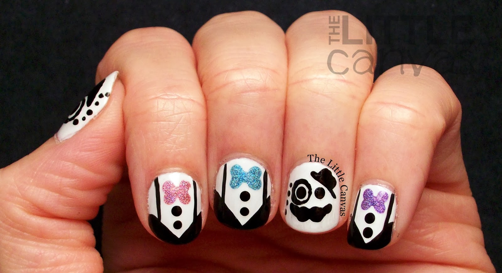 7. Tuxedo Nail Design with Bow - wide 2