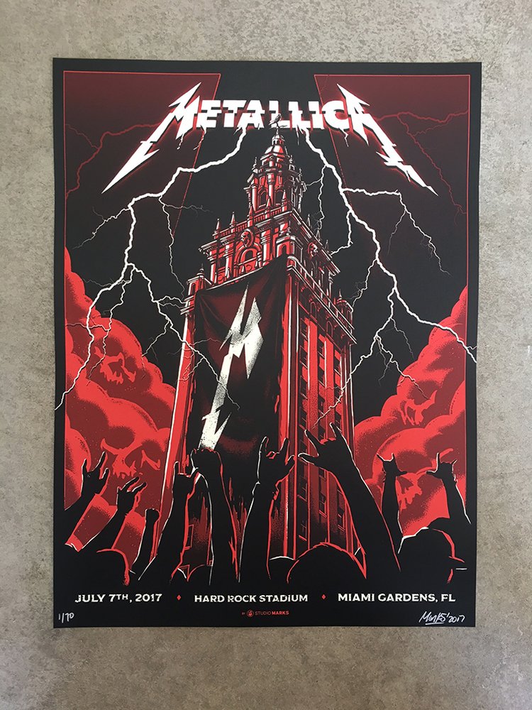 Inside The Rock Poster Frame Blog Metallica Miami By Mark 5 Metallica Miami Poster By Mark 5 Release