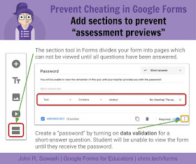 Prevent cheating in Google Forms: add sections to prevent assessment previews