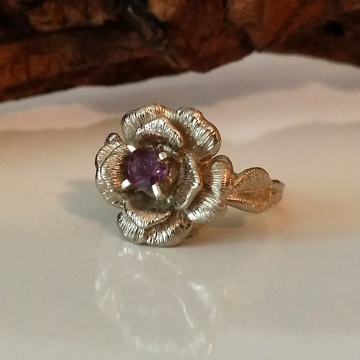 Hand Sculpted Rose Engagement Ring In 14k White Gold Hand Sculpted Rose Engagement Ring In 14k White Gold