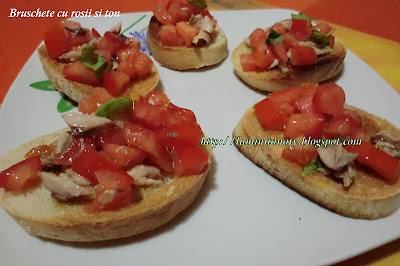 Bruschete cu rosii si ton/  bruschetta with tomatoes and tuna