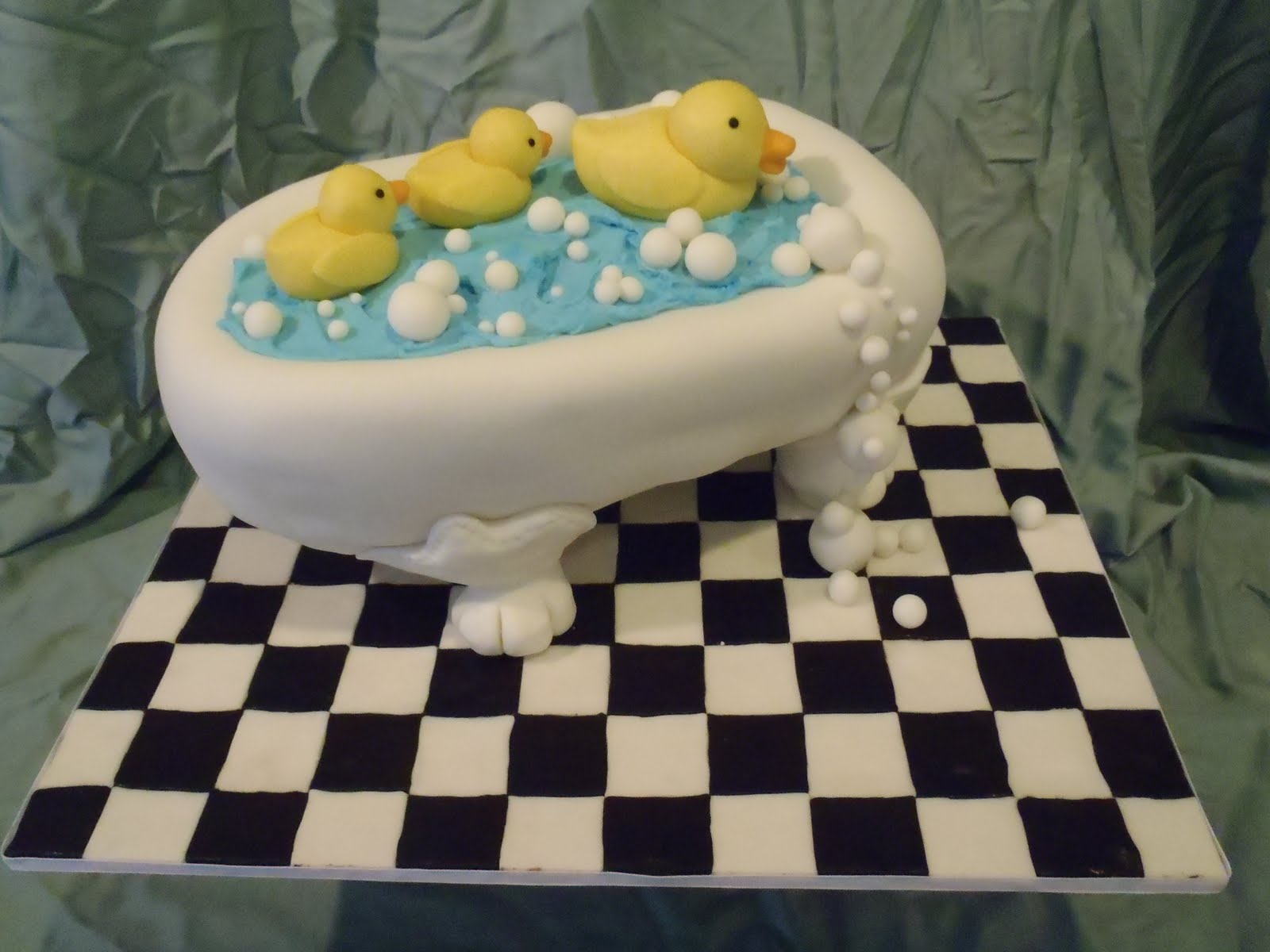 FLIRTING WITH FROSTING Fondant Rubber Ducky Bathtub Cake For A Baby Shower