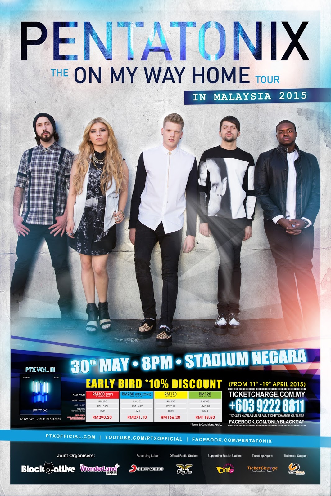 PENTATONIX Live in Malaysia 2015 - The On My Way Home Tour 30th May 8PM @ Stadium Negara