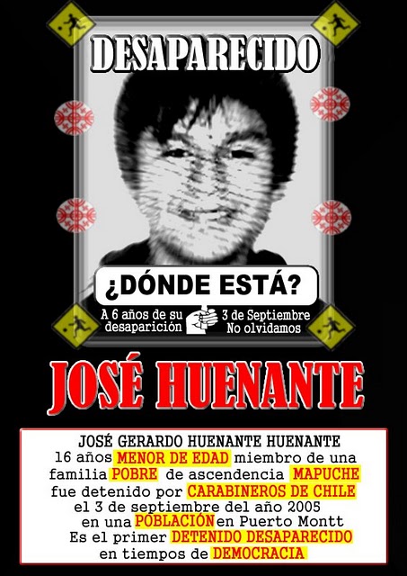 Jose Huenante: Mapuche Detenido-desaparecido por el Estado CHILENO en democracia