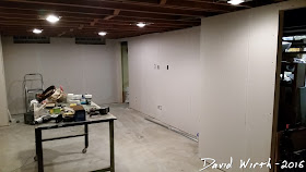 basement remodel, drywall, mud, tape, sand