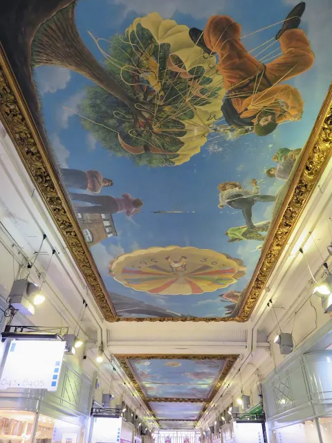 Painted ceiling at Piccadilly Arcade in Birmingham UK