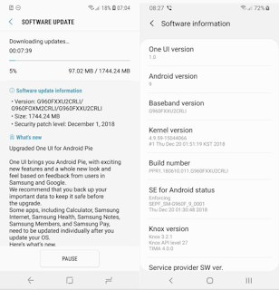 الإصدار الأخير الأندرويد 9.0 يصل لهواتف سامسونج جالكسي S9 و S9 Plus