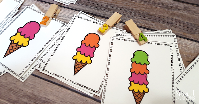 Free ice cream themed number match is the perfect counting practice for numbers 1-10. Ideal for preschool and kindergarten!