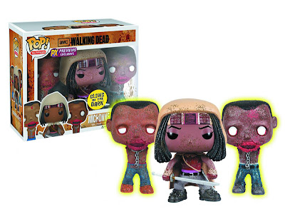 Previews Exclusive The Walking Dead Michonne & Glow in the Dark Pet Zombies Pop! Vinyl Figure 3 Pack by Funko