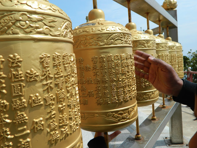Golden prayer wheels at the Sanbangsan temple