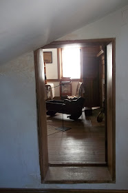 Nineteenth century wooden rocker cradle in the Levi Coffin house.