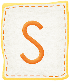 Abecedario Naranja en Parches de Tela. Orange Alphabet in Cloth Patches.