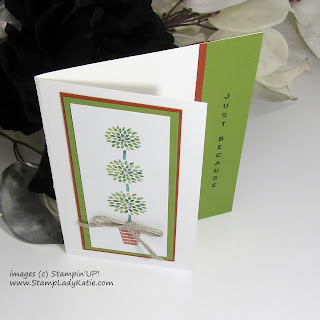 Card with a half-cut front featuring Stampin'UP!'s Vertical Greeting stamp set