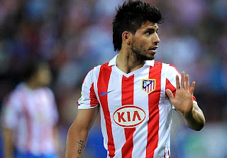 Kun Aguero on Atletico jersey