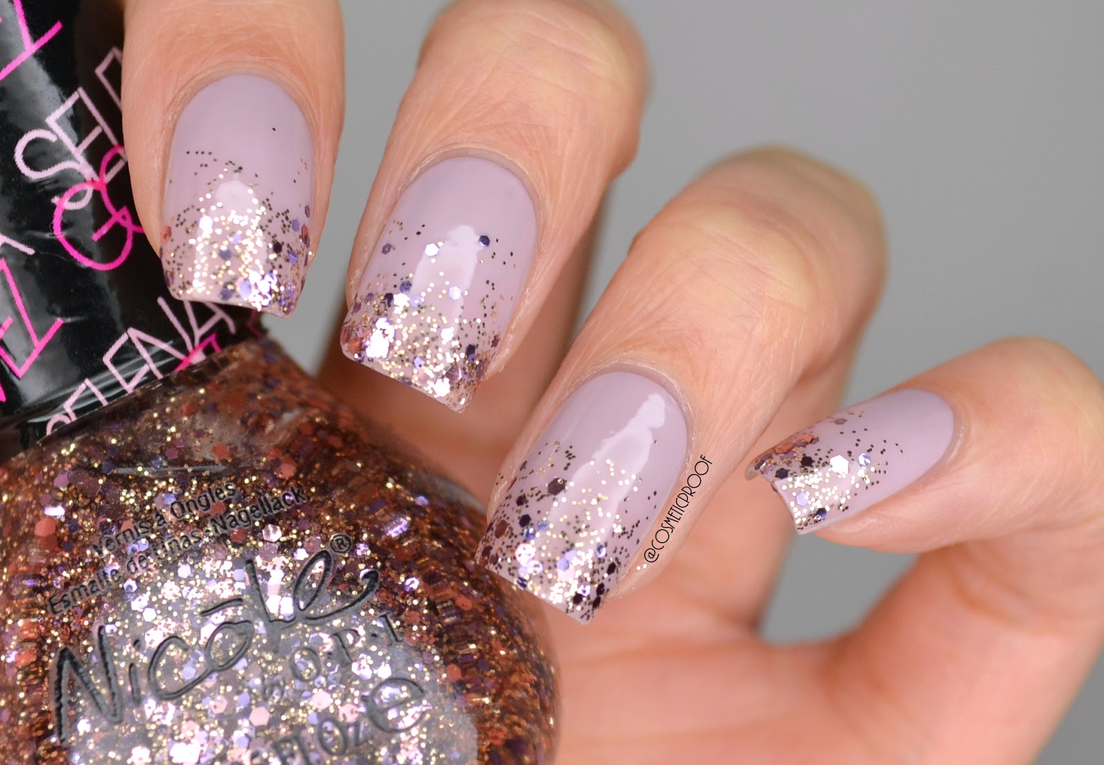 NAILS Purple Glitter Gradient with Nicole by OPI Cosmetic Proof