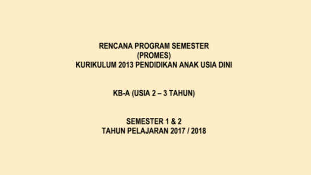 Promes PAUD KBA Semester 1 dan 2 Kurikulum 2013 Format