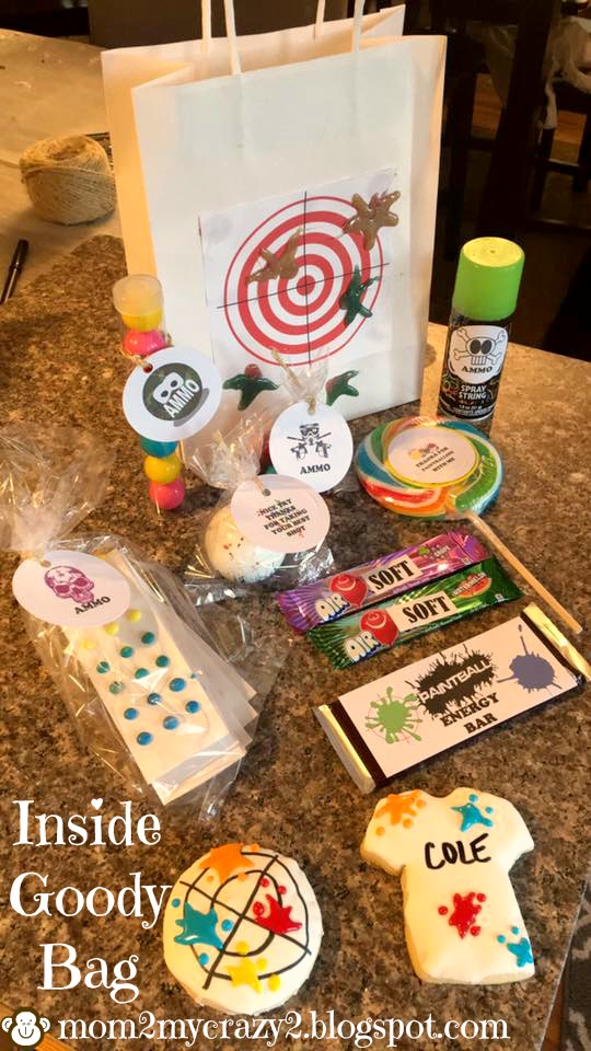 Running away? I'll help you pack. Paintball Themed Party Goody Bag