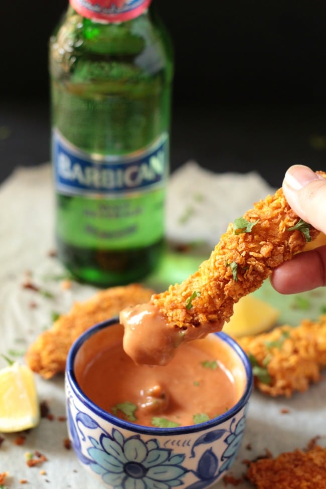 CRISPY BAKED CHICKEN TENDERS WITH GARLIC MAYO BBQ SAUCE Creatif Recipes