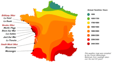 Carte L'ensoleillement France