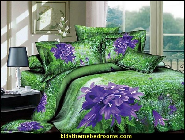 3D Purple African Lily Printed Cotton 4-Piece Bedding Sets/Duvet Covers