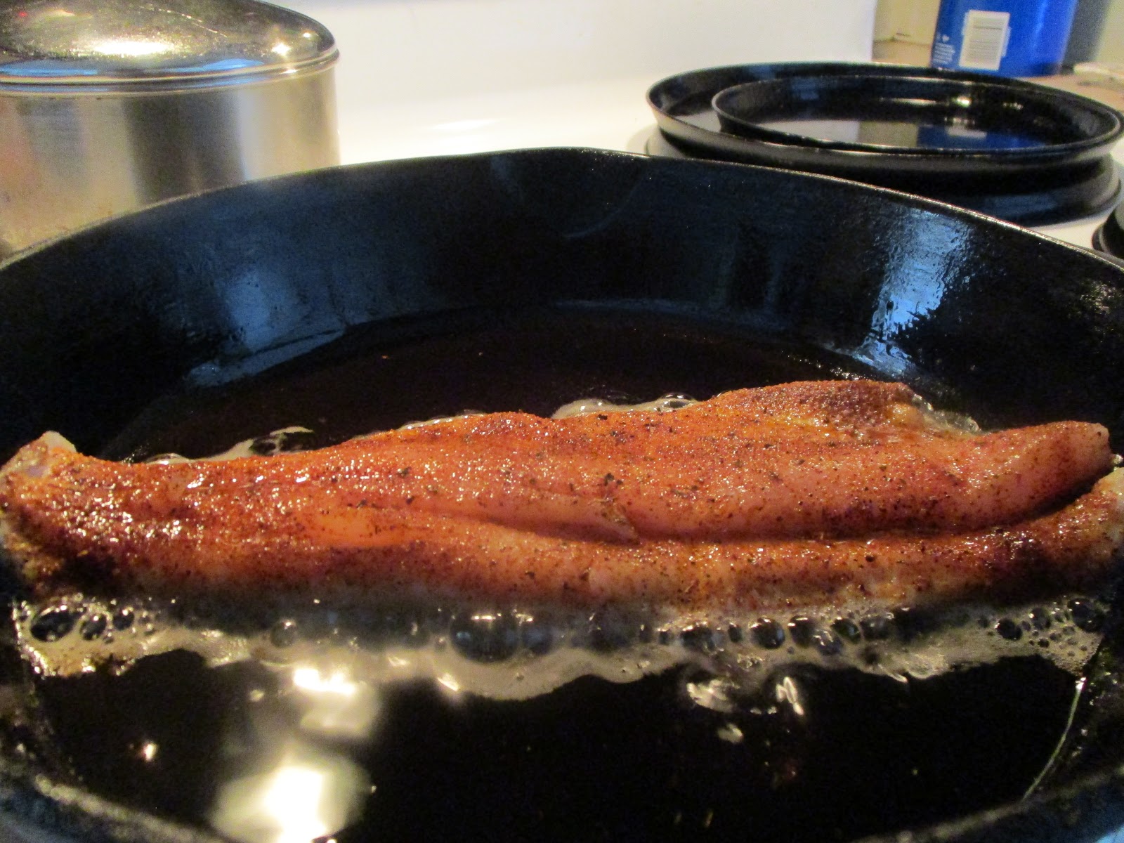 Diab2Cook Cast Iron Skillet Blackened Rainbow Trout w/ Savory Herb