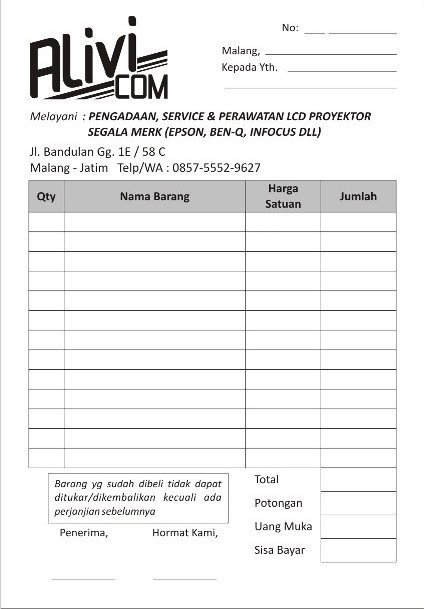 Contoh Nota Bon Kosong Percetakan Murah Di Malang