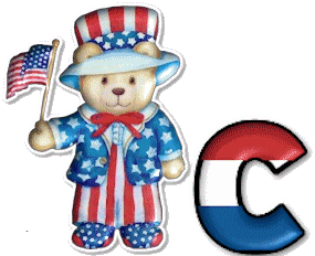 Abecedario con Osito Vestido con la Bandera de USA. Bear with the American Flag Alphabet.