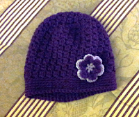 Crochet bobble beanie with flower