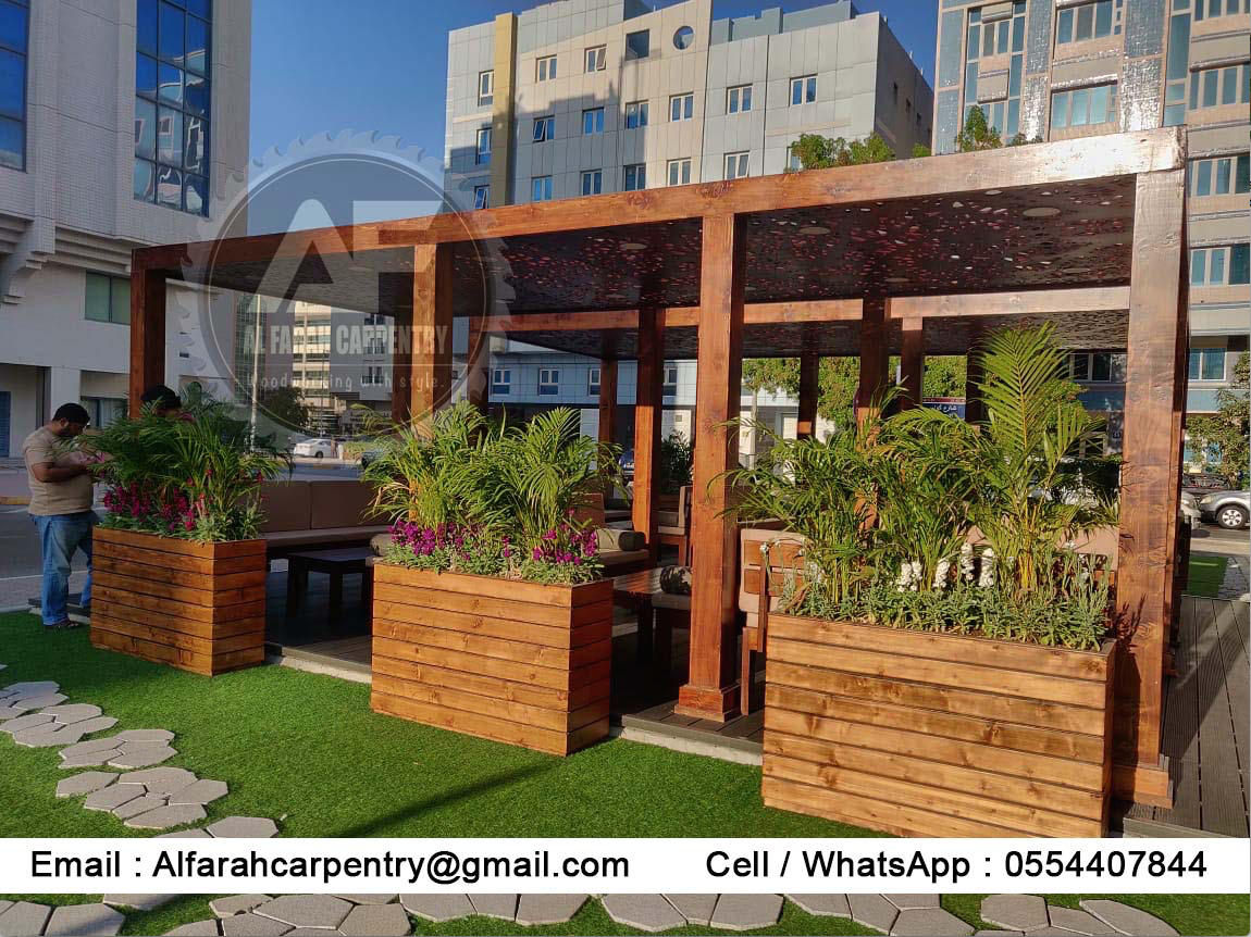 Restaurant Wooden Pergola Dubai Cafeteria Wooden pergola Garden