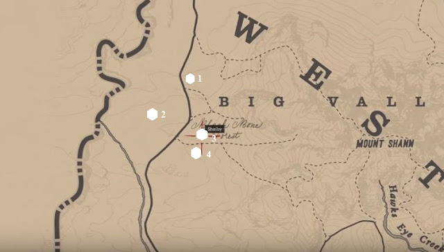 Blackbone Forest Treasure, Locations Map, Red Dead Online