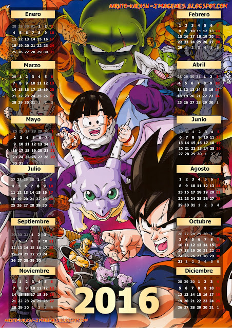 calendario 2016 dbz