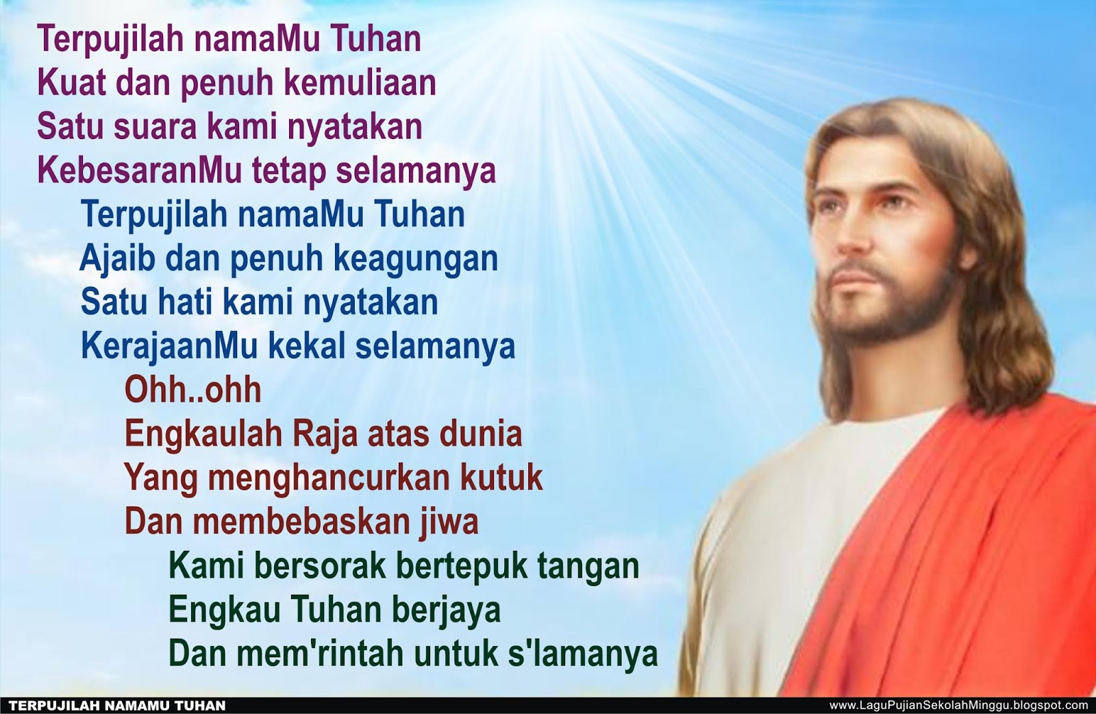 Lirik Lagu Pujian Rohani Kristen Sekolah Minggu Gereja Tuhan Yesus Terpujilah Namamu Tuhan