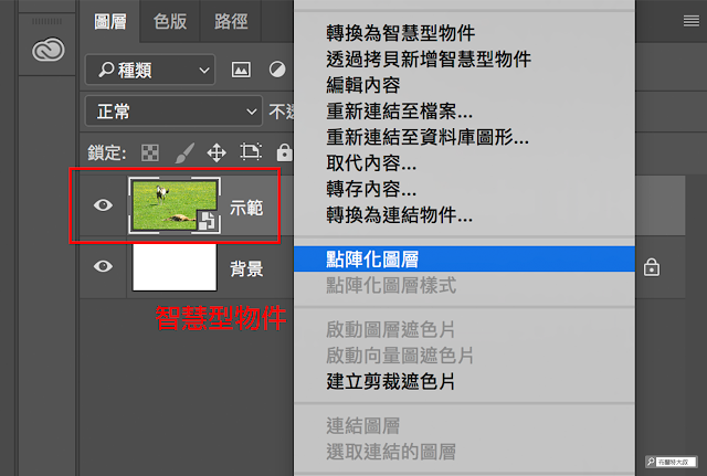 Adobe Photoshop 內容感知移動工具 - 點陣化圖層