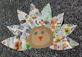 Recycled paper craft for Thanksgiving.