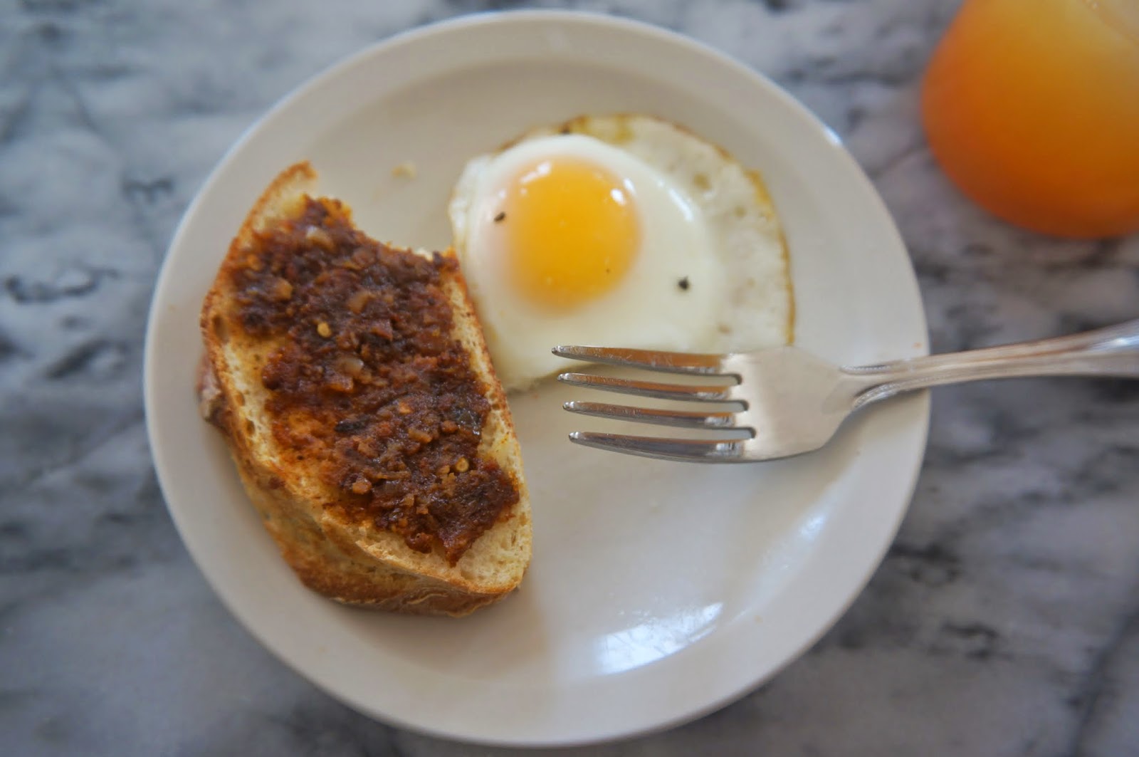 What I Ate Truffle Eggs & Bacon Jam Toast