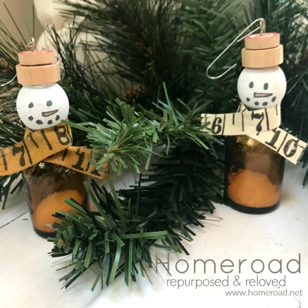 Amber Bottle Snowman Ornaments