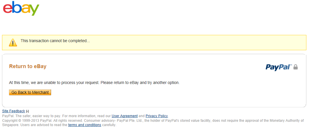 cannot connect to paypal from ebay cannot connect to paypal from ebay