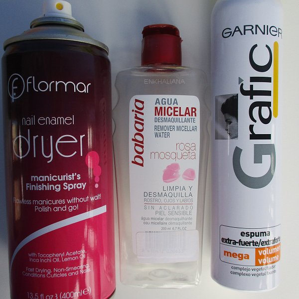 Garnier Grafic Espuma Extra Fuerte Mega Volumen / Babaria Agua Micelar Rosa Mosqueta / Flormar Nail Enamel Dryer