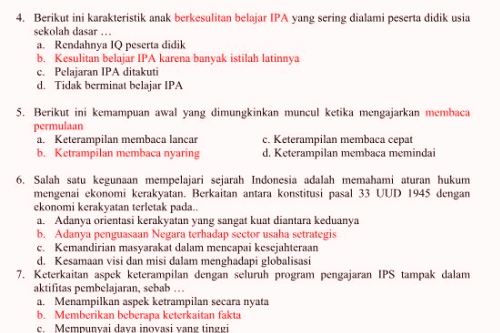 Soal Utn Sertifikasi Guru Sd Dan Kunci Jawabannya