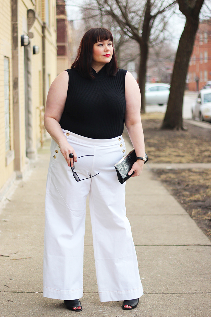 Found at Lane Bryant: White Plus Size Sailor Pants | Style Plus Curves