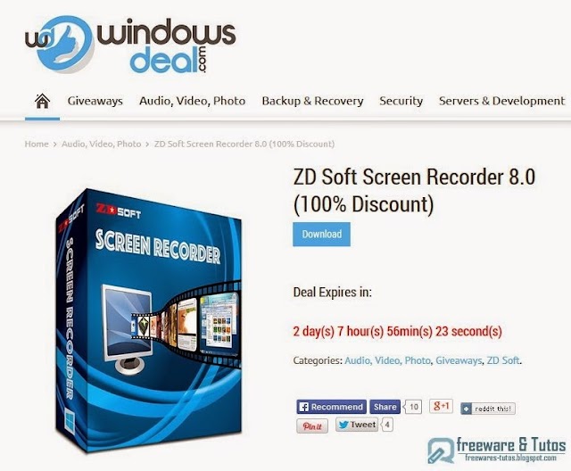 Offre promotionnelle : ZD Soft Screen Recorder gratuit !