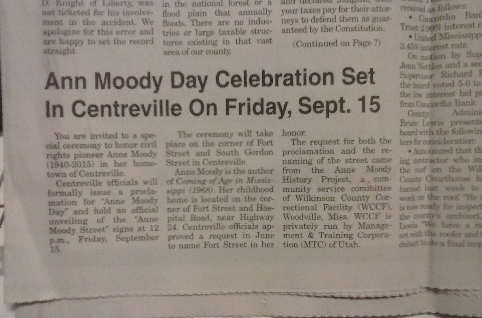 Roscoe Reporting Woodville newspaper publishes two stories leading up