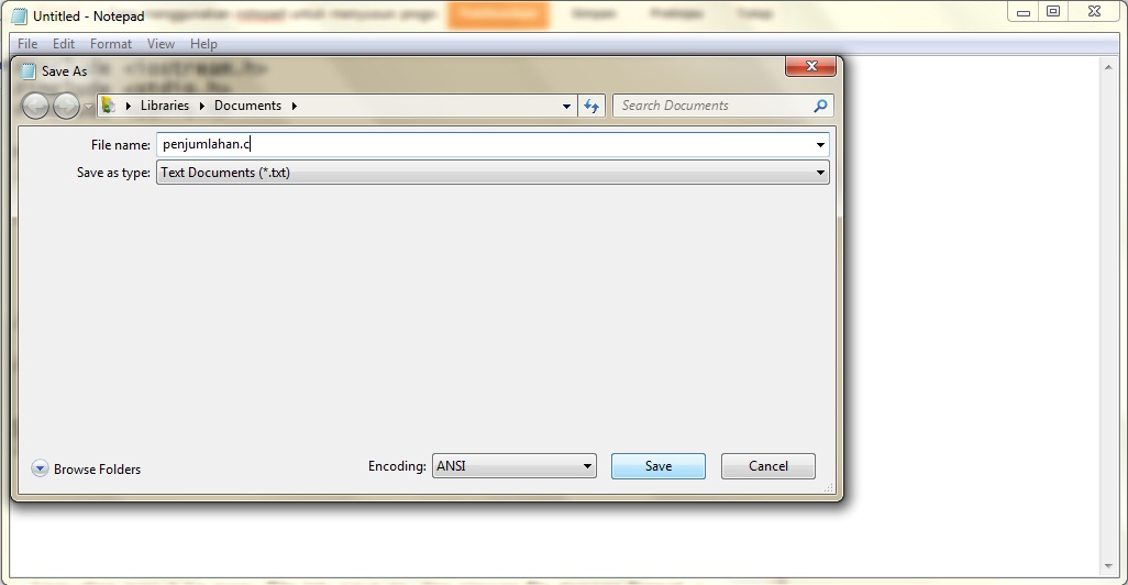 belajar pemrograman: Cara menggunakan notepad untuk menyusun program C/C++