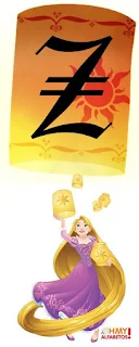 Abecedario de Rapunzel con Lámparas. Rapunzel with Flying Lanterns Alphabet.