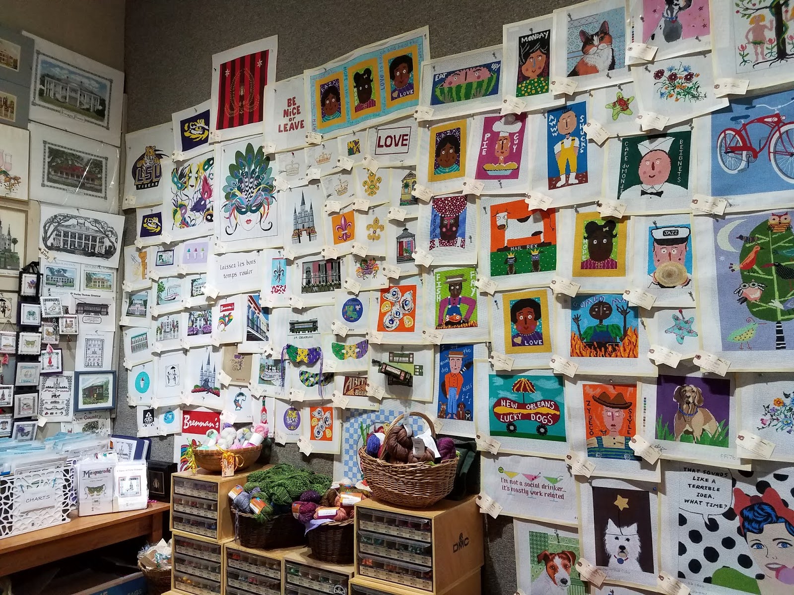 CraftySasha Vacation, needlework shop, and some stitching.