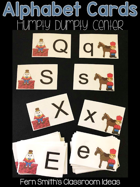 Alphabet Matching Centers With a Cute Fairy Tale or Classic Story Theme - Perfect Task Cards for a variety of games, concentration, match game, go fish, gin rummy, scoot, read the room, small group, even perfect for assessments from Fern Smith's Classroom Ideas.