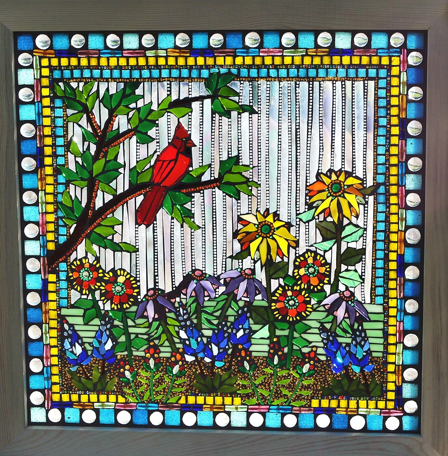 Kathleen Dalrymple Glass Artist Glass on glass mosaic tryptic