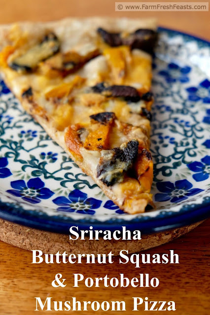 Spicy sriracha-seasoned grilled butternut squash and portobello mushrooms make a winter vegetarian pizza with a kick. You can break out the grill for this one if you dare.